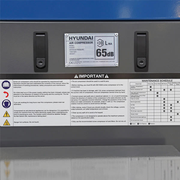 Hyundai 10hp 500L Permanent Magnet Screw Air Compressor with Dryer and Variable Speed Drive | HYSC100500DVSD
