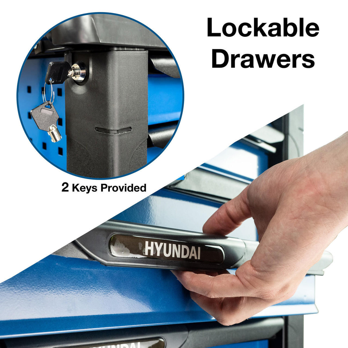 Hyundai 175 Piece 7 Drawer Castor Mounted Roller Tool Chest Cabinet | Lockable drawers