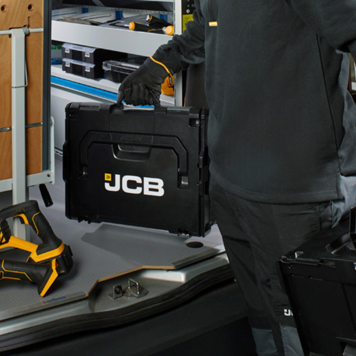 JCB W-BOXX 136 Power Tool Case Storage, 44.5 x 40.5 x 13.6cm | JCB-WB136