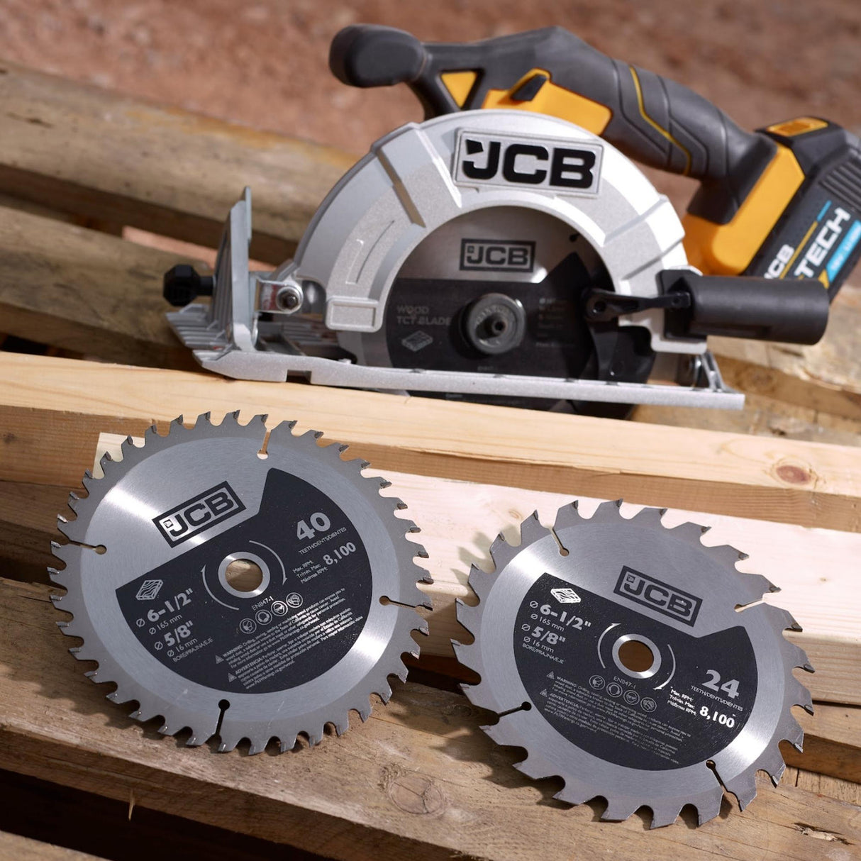 JCB 2 Piece 165mm / 6.5" TCT Circular Saw Blade Set | JCB-TCT-2PC
