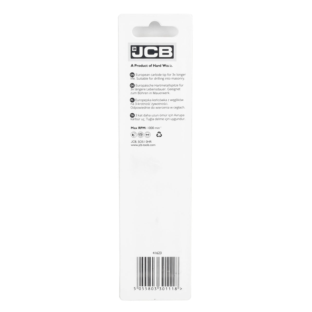 JCB Masonry Drill Bit 16 x 150 mm | 5055803301118