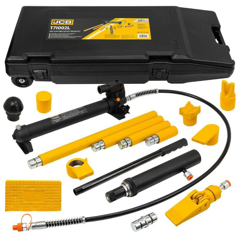 JCB 10 Tonne Portable Hydraulic Jack Auto Body Repair Kit with Storage Case | JCB-T71002L