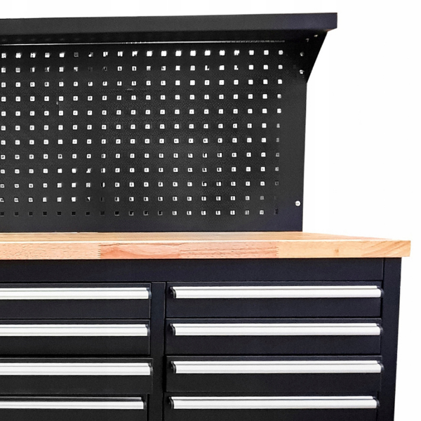 Perforated Top with Hook Options: Increases functionality and organization with a variety of hooks and storage bins.