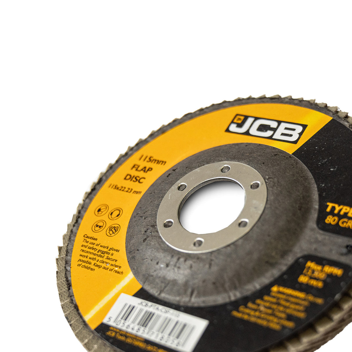 Pack of 10 durable high-strength polyester flaps with aluminium oxide grains, reinforced by a multilayer fibreglass backing plate.