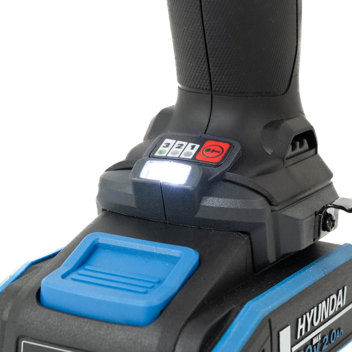 Hyundai 20V Cordless Hammer Drill 60Nm and Angle Grinder 115mm Brushless Kit, inc. 2.0Ah and 4.0Ah Li-ion Battery and 2A Charger | S02-FTB
