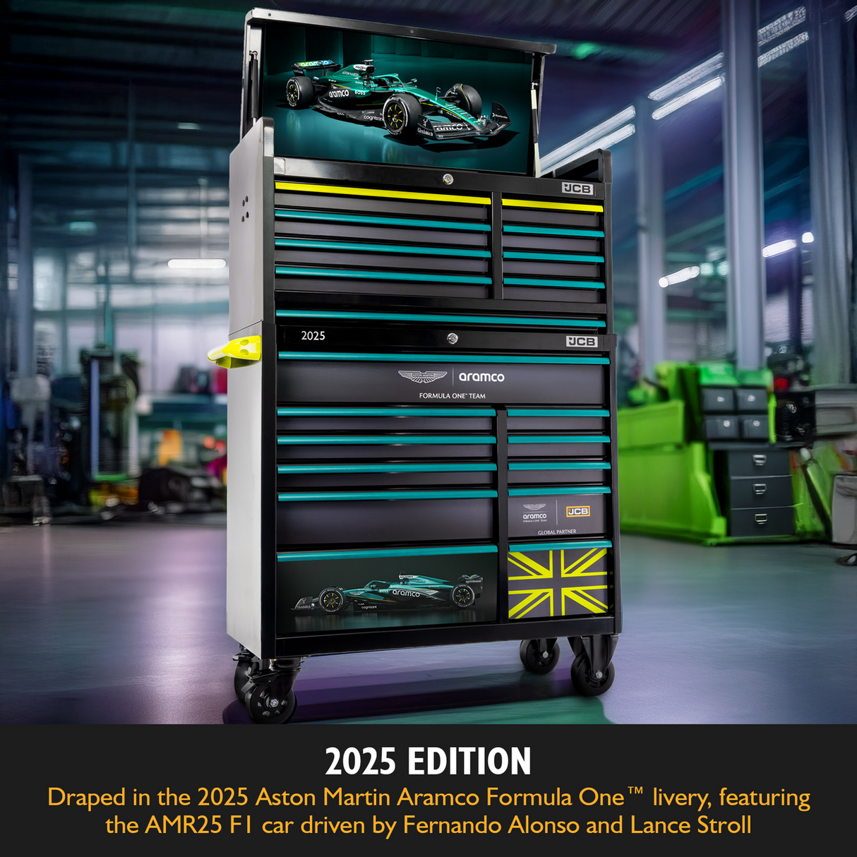 2025 Edition - Draped in the 2025 Aston Martin Formula One™ livery, featuring the AMR25 F1 car driven by Fernando Alonso and Lance Stroll