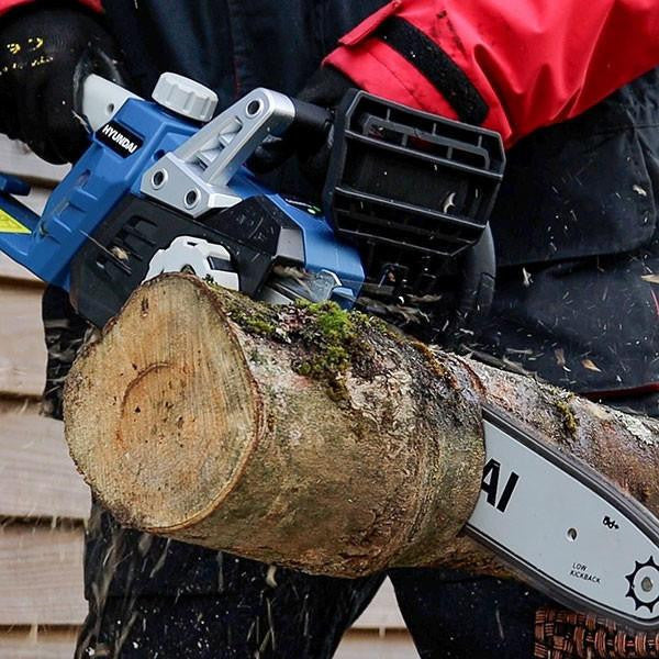 Hyundai 14" 35cm Electric Chainsaw 1600W 230V & Folding Trolley on Wheels, Garden Trolley 100kg | HYC1600E+GTW220