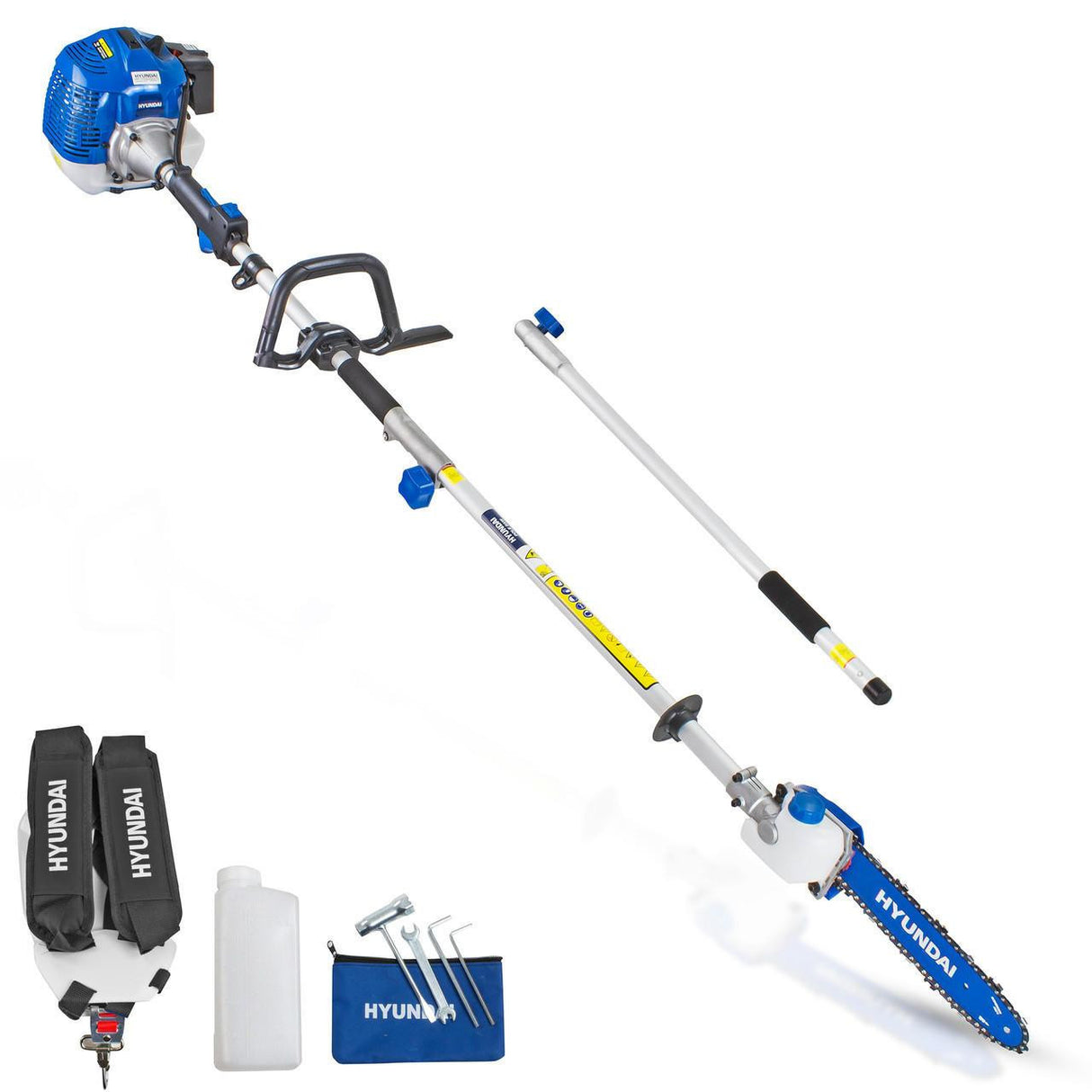 Hyundai 52cc Petrol Pole Saw Pruner ChainsaGTW220each 260mm Cutting Width & Folding Trolley on Wheels, Garden Trolley 100kg | HYPS5200X+GTW220