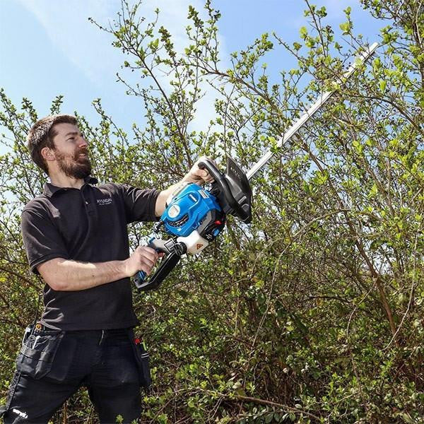 Hyundai 26cc 600mm Petrol Hedge Trimmer Cutter, Easy-Start & Lightweight 2-stroke & Garden Trolley on Wheels, 100kg Load with Brakes | HYHT2600X+GTW260