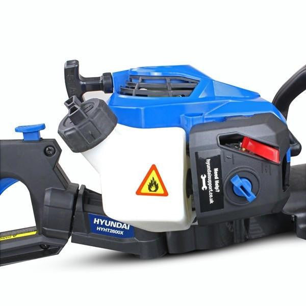 Hyundai 26cc 600mm Petrol Hedge Trimmer Cutter, Easy-Start & Lightweight 2-stroke & Garden Trolley on Wheels, 100kg Load with Brakes | HYHT2600X+GTW260