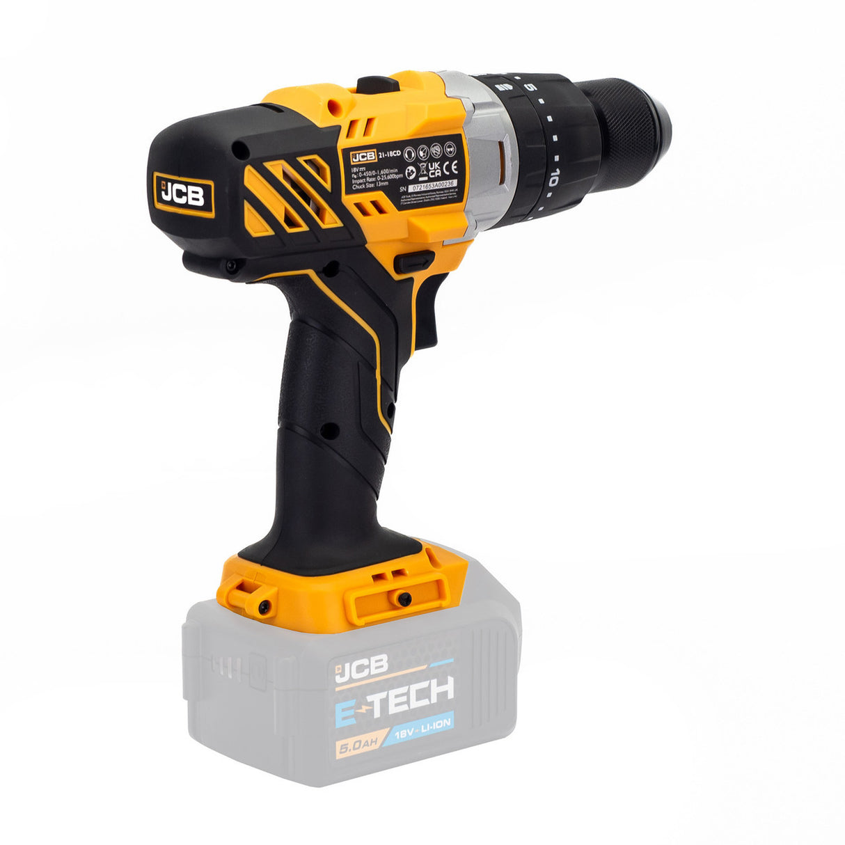 JCB 18V 45Nm Combi Drill, Variable Speed, 2-5Ah Li-ion Battery | 21-18CD-B - Bare Unit + 4.0Ah Battery