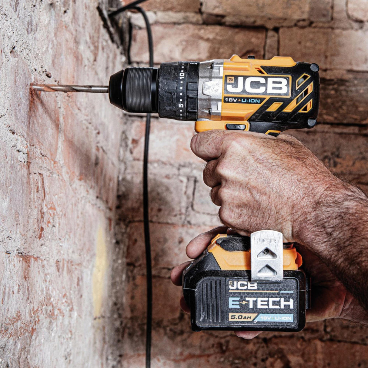 JCB 18V 65Nm Brushless Combi Drill Bare Unit,Variable Speed & LED Light, Belt Clip, 20+3 position & 13mm Keyless Chuck | 21-18BLCD-B - Bare Unit