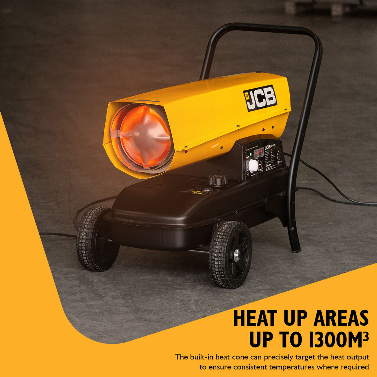 JCB 215,000BTU / 63kW Diesel Space Heater 1300m³ Coverage, Diesel or Kerosene, Thermostat | JCB-SH215D