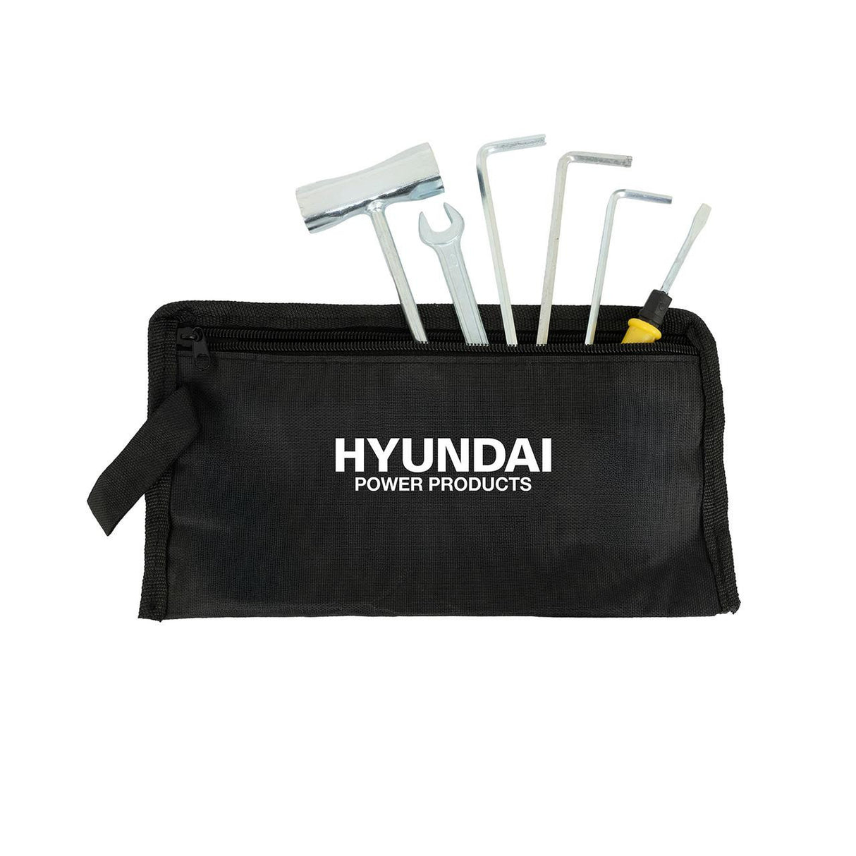 Hyundai HYEAB5600X handle controls and 56cc engine detail