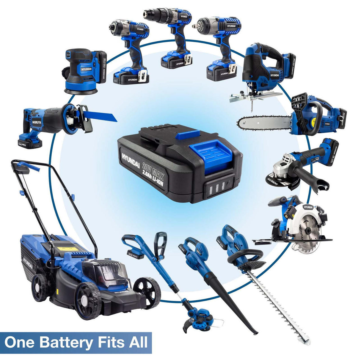 Hyundai 12.6" / 32cm 20V MAX Cordless Lawnmower 4Ah Li-Ion Battery | HY2193
