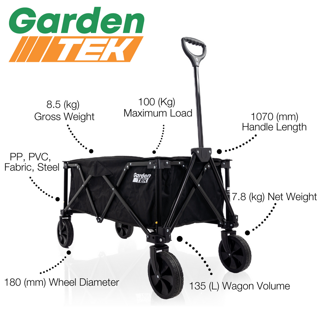 Hyundai 10'' 25cm Cordless Chainsaw Brushless 20V Li-Ion 4Ah Battery & Folding Trolley on Wheels, Garden Trolley 100kg | HY2190+GTW220