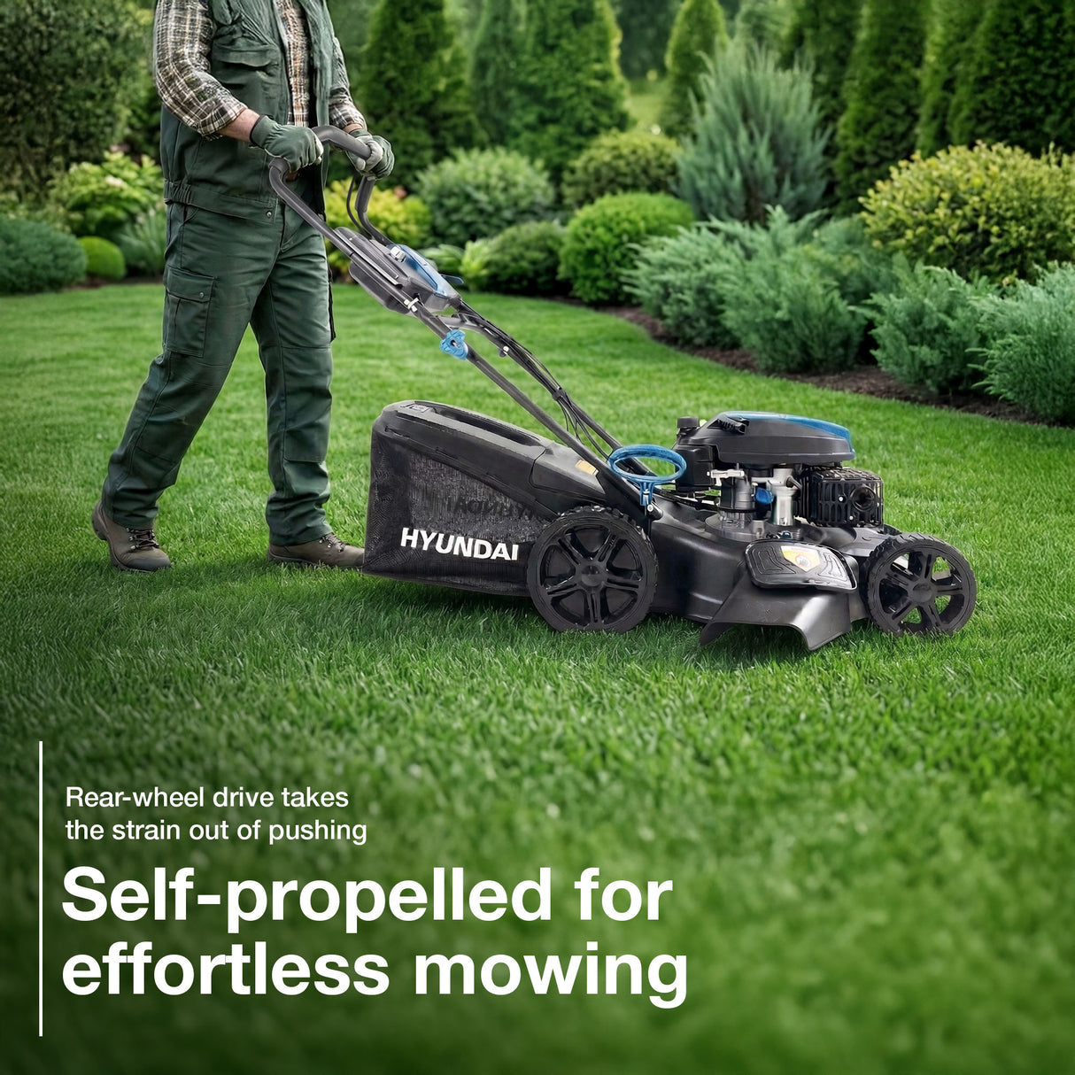 Hyundai 20" / 51cm Self-Propelled Petrol Lawnmower, Electric Start, 196cc | HYM20200SPEX