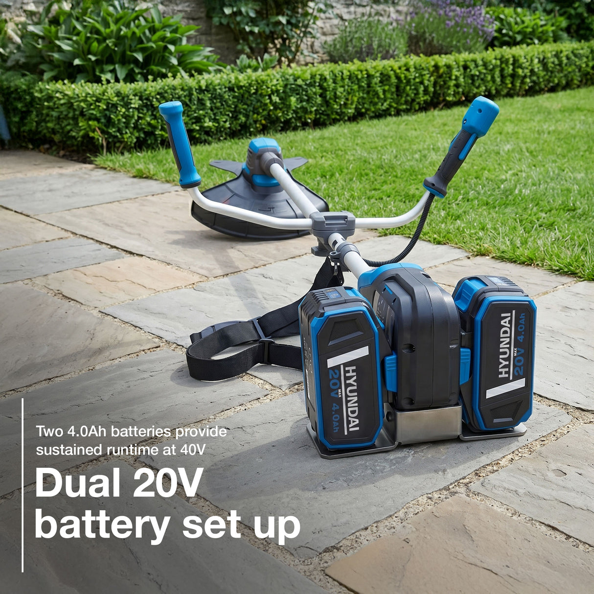 Hyundai 2x20V Brushless 2-in-1 Brush Cutter & String Trimmer, Straight Split Shaft, 3-Speed | HY40CGB26