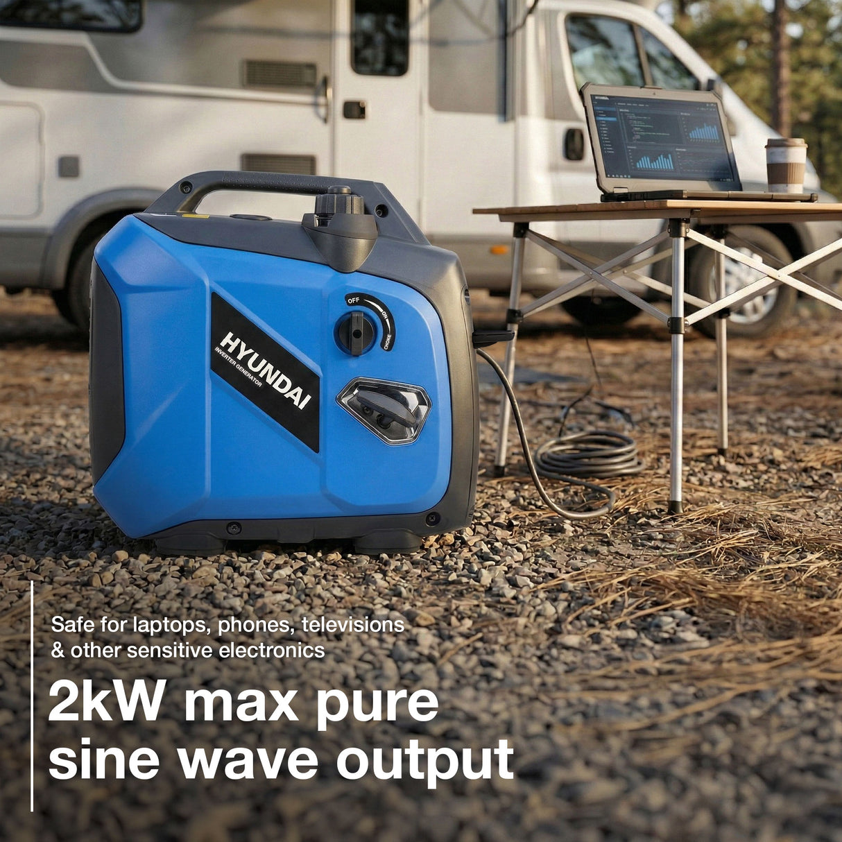 Hyundai 2.0kW / 2000W Inverter Generator, Recoil Start, Pure Sine Wave | HY2350Si