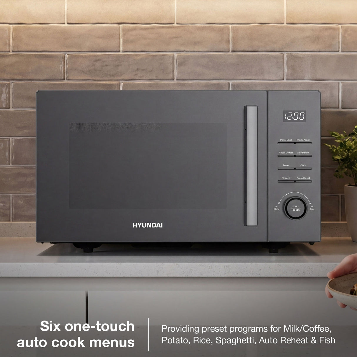 Hyundai 900W 23L Black Digital Microwave, Mirror-Effect Glass Door, Stainless Steel Interior | HYMW90023DB