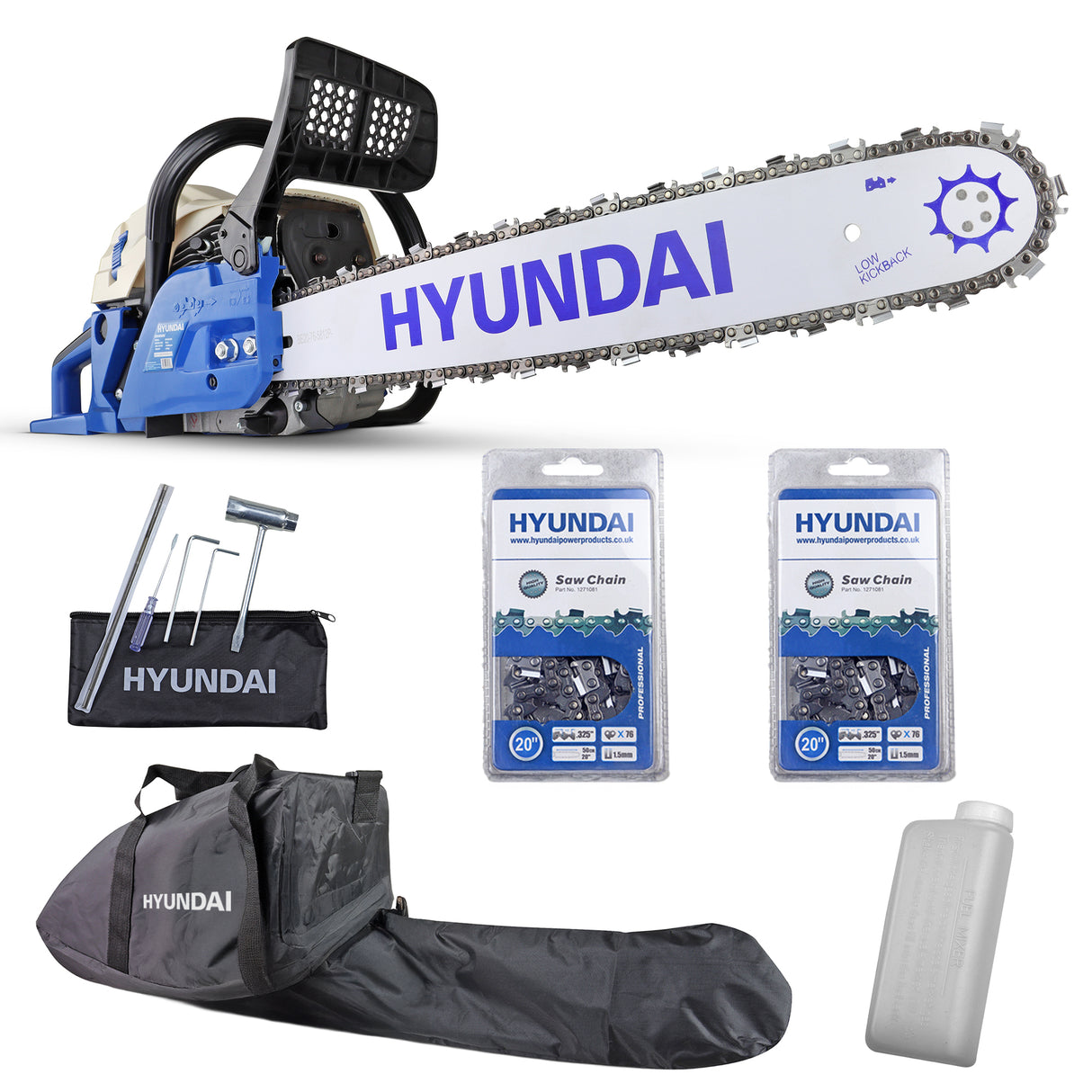 Hyundai 20" 50cm 62cc Petrol Chainsaw, 2-Stroke Easy-Start | HYC6200X