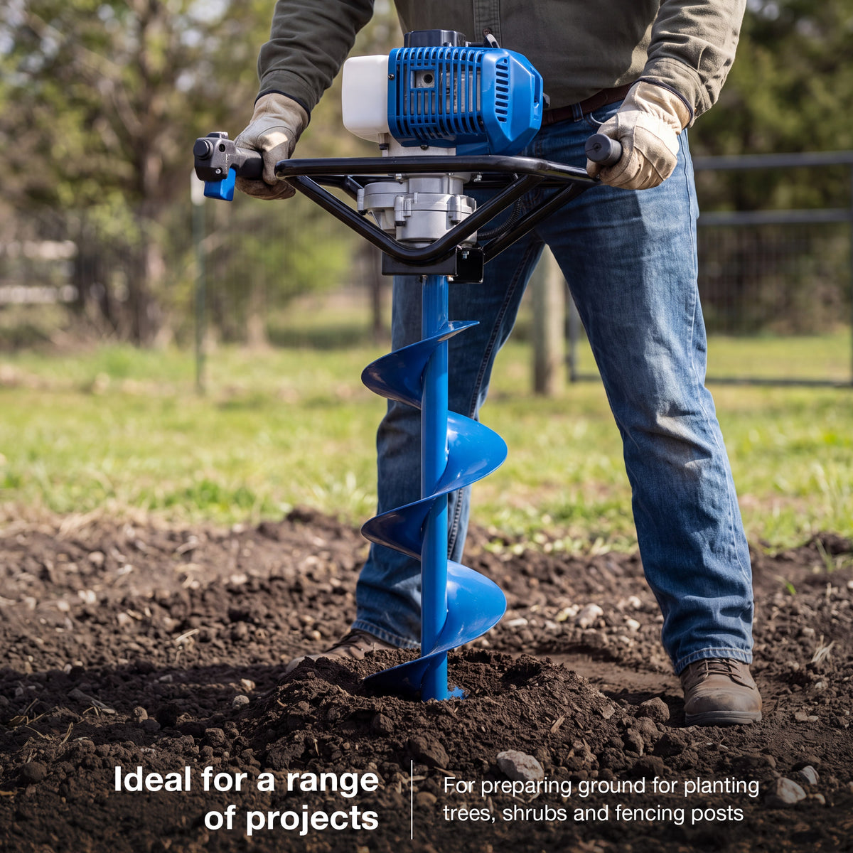 Hyundai 52cc Petrol Earth Auger, Post Hole Borer and Ground Drill - 100, 150 & 200mm | HYEA5200X