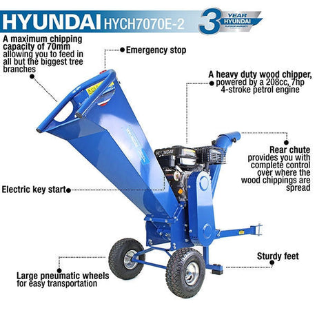 Electric key start garden wood chipper