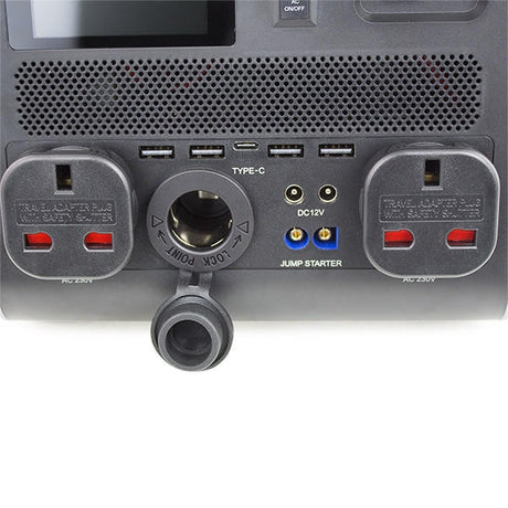 HP-300 with 2 UK plug sockets and jump starter options