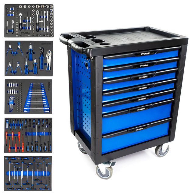 Hyundai 175 Piece 7 Drawer Castor Mounted Roller Tool Chest Cabinet | HYTC9006