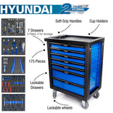 Hyundai 175 Piece 7 Drawer Castor Mounted Roller Tool Chest Cabinet | 2 year warranty