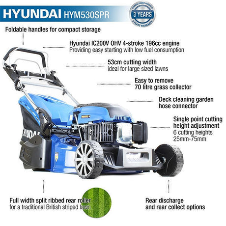 roller lawn mower features