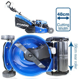 Hyundai 19'' / 48cm Cut Self Propelled Electric Start Petrol Roller Lawnmower And Extras