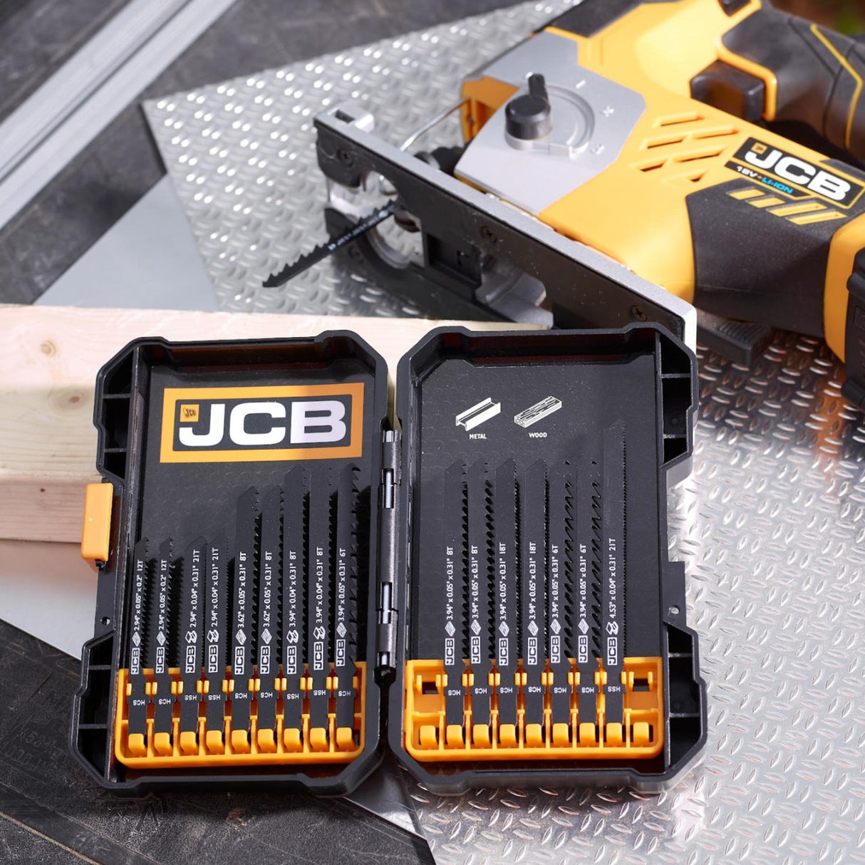 JCB 18 Piece Jigsaw Blade Kit, Universal T-Shank Fit | JCB-PTA-JS18
