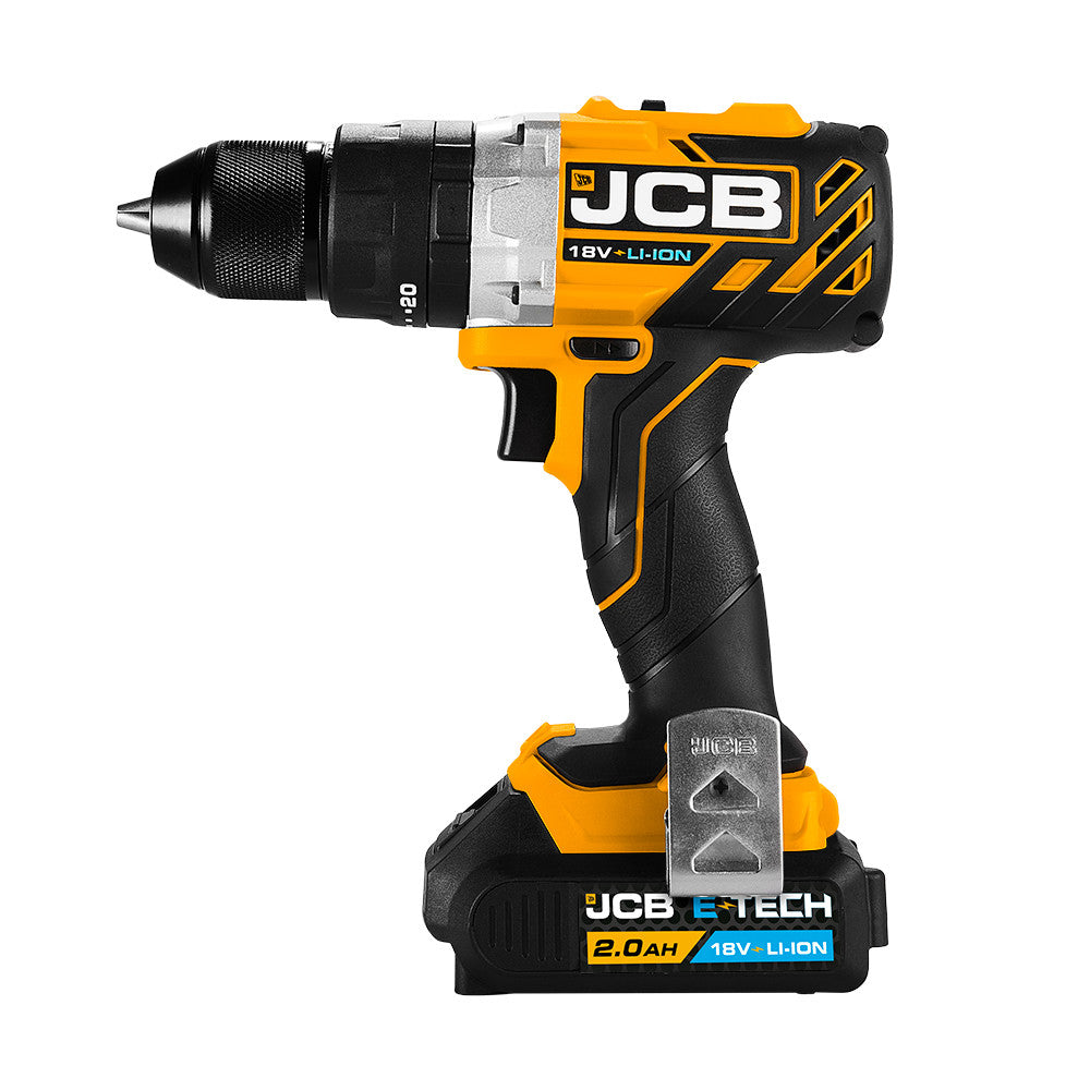 JCB 18V BRUSHLESS COMBI DRILL 2.0AH BATTERY IN L-BOXX 136 | JCB-18BLCD-2X - Side on