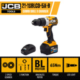 JCB 18V BRUSHLESS COMBI DRILL 5.0AH BATTERY AND 2.4A CHARGER | JCB-18BLCD-5X-B