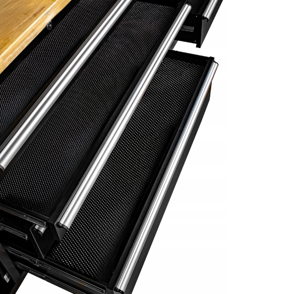 Built with a heavy-duty steel frame and a solid wooden worktop for long-lasting performance.