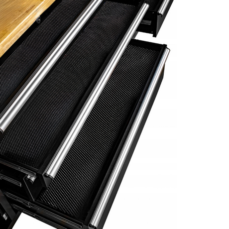 Built with a heavy-duty steel frame and a solid wooden worktop for long-lasting performance.