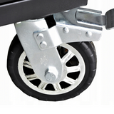 The JCB-01Y0109 cabinet is equipped with four heavy-duty swivel caster wheels, including two with brakes, allowing for effortless movement and secure positioning on any surface.