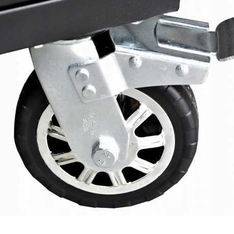 The JCB-01Y0109 cabinet is equipped with four heavy-duty swivel caster wheels, including two with brakes, allowing for effortless movement and secure positioning on any surface.