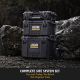 JCB Site System, 3-Piece Modular Tool Storage, Box and Organiser with Cart, 9’’ Wheel | JCB-SITESYS-ST