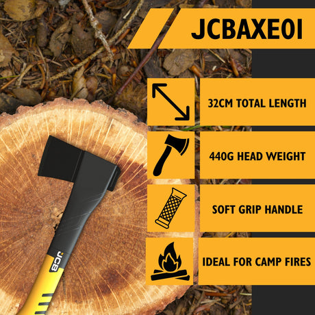 Key Features - 32cm Total Length, 440g Head Weight,  Soft Grip Handle,  Ideal for Camping