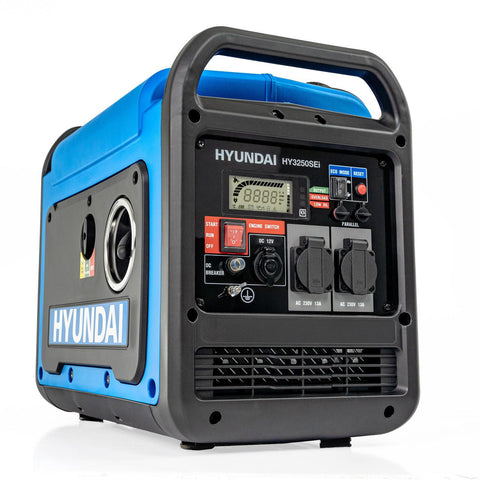 The built-in LCD display shows real-time information, including engine rpm,  output current - (A) and output voltage (V), current tri[ run time (H), total run time (H) and fuel level, ensuring safe and efficient operation.