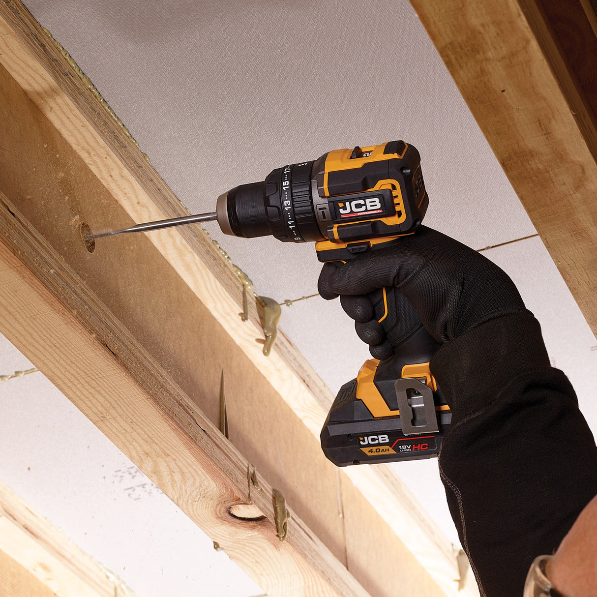 JCB Pro 18V Compact Combi Drill 75Nm, Brushless, 2-Speed, 23+3 Positions & 13mm Metal Chuck (Bare Tool) | JCB-18PCD-75