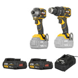 JCB Pro 18v Kit including 75Nm Combi Drill, 230Nm Impact Driver, 2x 2Ah Li-ion Batteries and 4.5A Fast Charger, with Carry Case | JCB-18PKIT-1