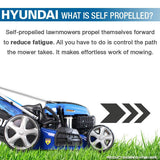 Hyundai 18"/46cm 139cc Electric-Start Self-Propelled Petrol Lawnmower | HYM460SPE