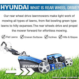 Hyundai 18"/46cm 139cc Electric-Start Self-Propelled Petrol Lawnmower | HYM460SPE