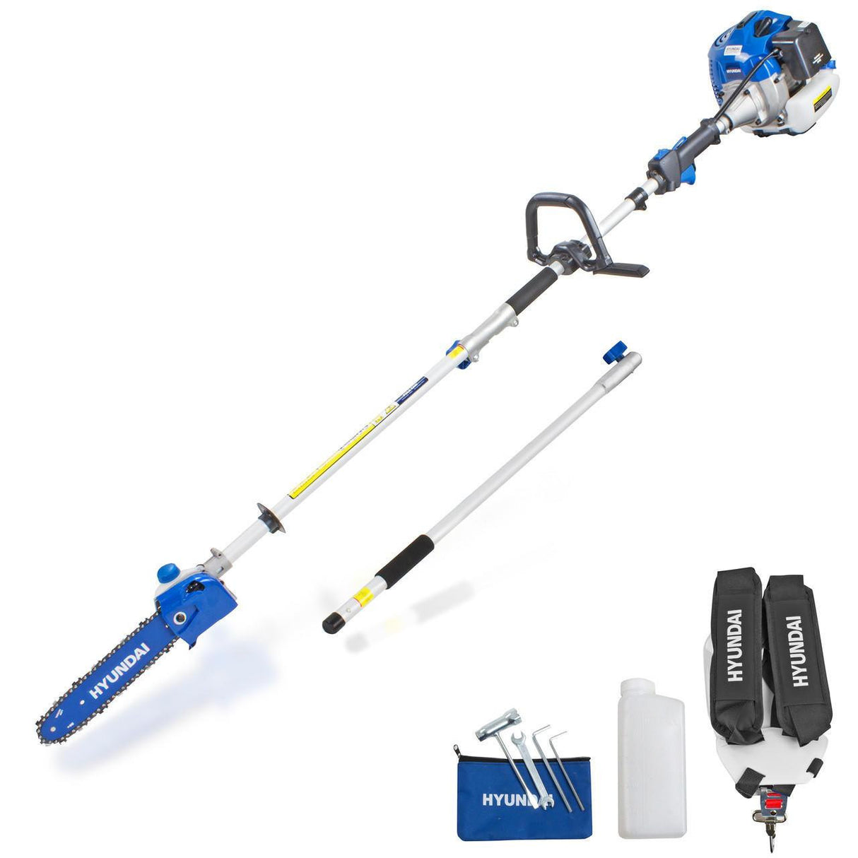 Hyundai 52cc Petrol Pole Saw Pruner ChainsaGTW220each 260mm Cutting Width & Folding Trolley on Wheels, Garden Trolley 100kg | HYPS5200X+GTW220