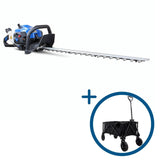Hyundai 26cc 600mm Petrol Hedge Trimmer Cutter, Easy-Start & Lightweight 2-stroke & Folding Trolley on Wheels, Garden Trolley 100kg | HYHT2600X+GTW220