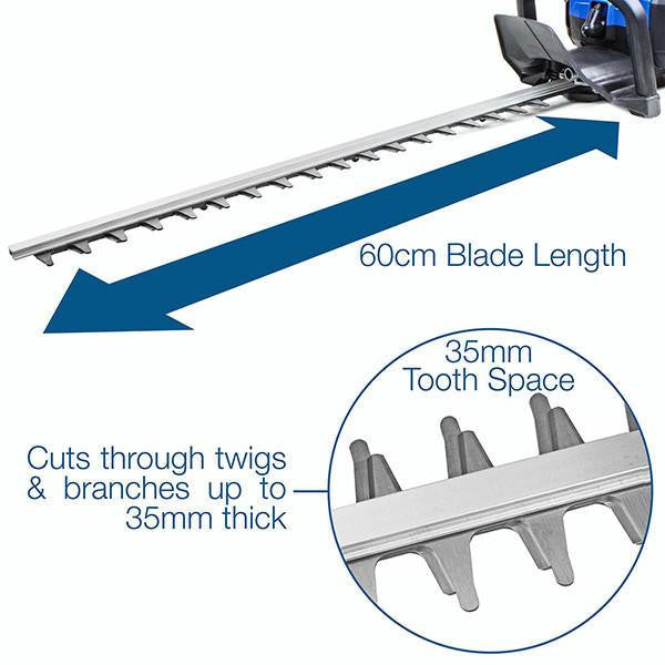 Hyundai 26cc 600mm Petrol Hedge Trimmer Cutter, Easy-Start & Lightweight 2-stroke & Folding Trolley on Wheels, Garden Trolley 100kg | HYHT2600X+GTW220