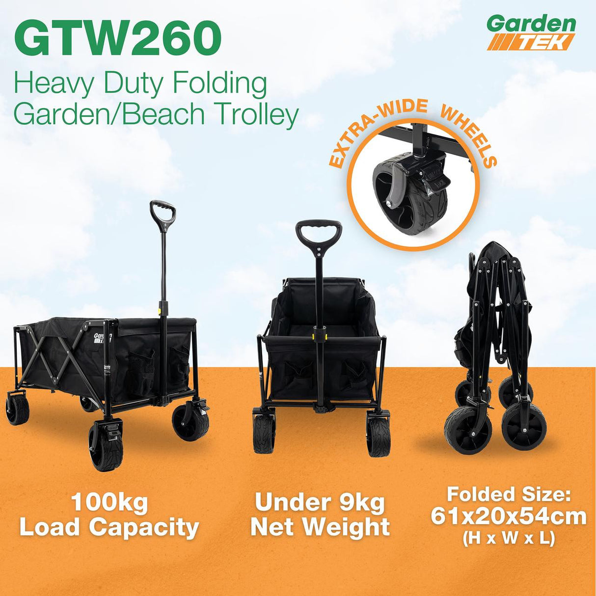 Hyundai 16" 40cm Electric Chainsaw 2400W 230V & Garden Trolley on Wheels, 100kg Load with Brakes | HYC2400E+GTW260